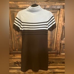 Basic Equipment, small, blue, brown & black knitted dress